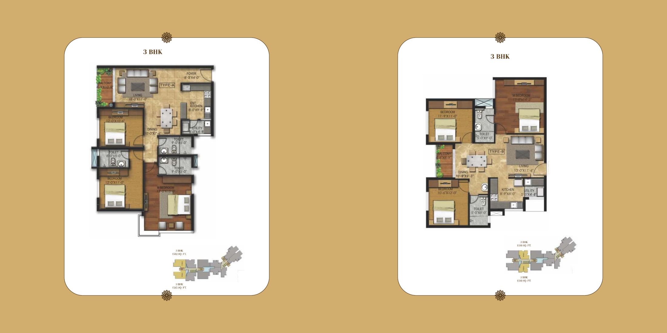 RWD Corniche — 3 BHK Type-A · 3 BHK Type-B